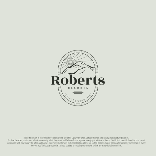Sun brand with the title 'Logo concept for Roberts Resorts'