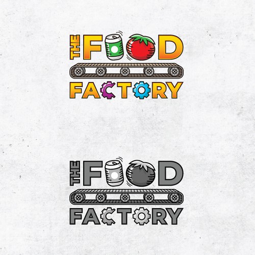 Factory logo with the title 'Playful logo for a foodie computer game'