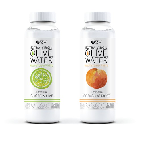 Health label with the title 'Olive water'