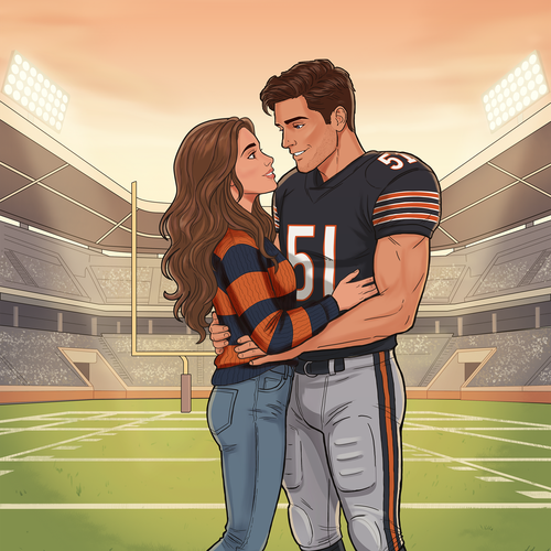 Procreate artwork with the title 'Football Romance Illustrated Cover'