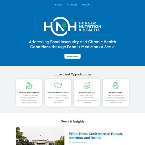 UX design with the title 'Hunger, Nutrition & Health'