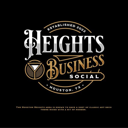 Cocktail logo with the title 'Heights Business Social'
