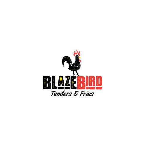 Food truck logo with the title 'Blaze Bird Tenders & Fries'