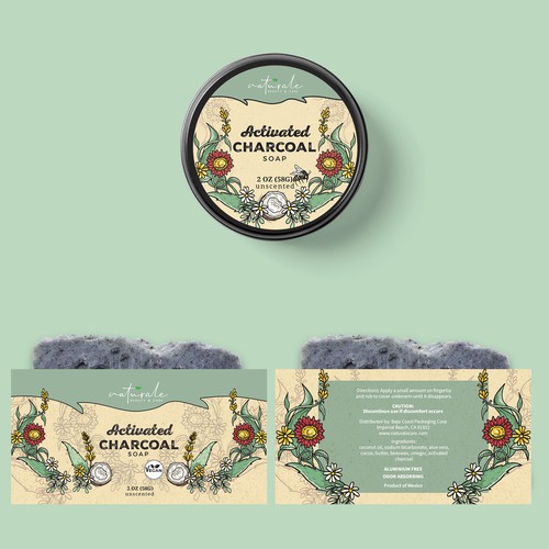 Coconut design with the title 'NATURALE cosmetics package design'
