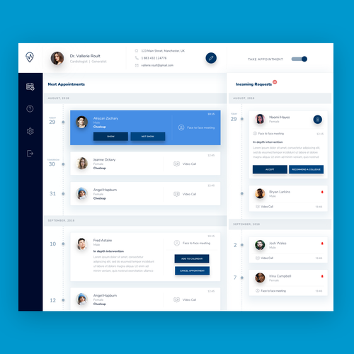 Sketch website with the title 'Webapp concept for Doc in The City'