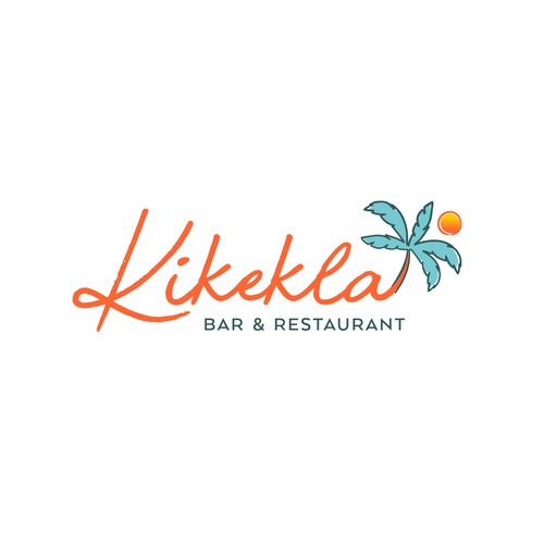 Beach logo with the title 'Logo Kikekla Bar & Restaurant'