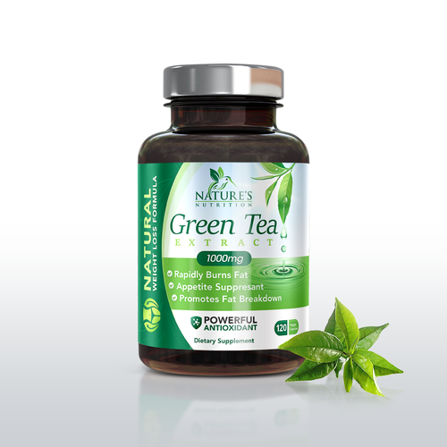 Creative label with the title 'green tea label for supplement company'