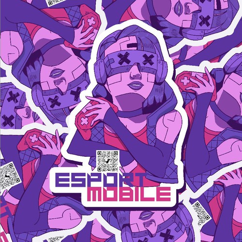 Neon illustration with the title 'Esport Sticker'