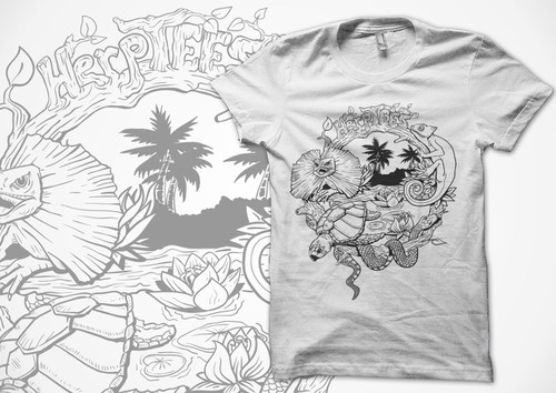 Reptile design with the title 'Reptile Collage  T-Shirt design!'