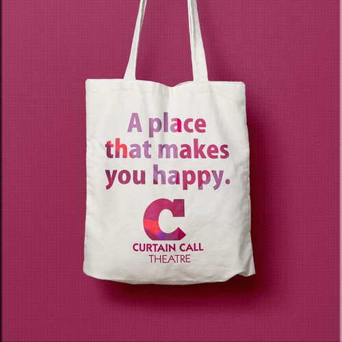 Theater design with the title 'Support the Arts! Community Theatre Needs Merchandise - Design a Tote Bag!'