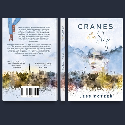 Toronto design with the title '"Cranes in the Sky" book cover'