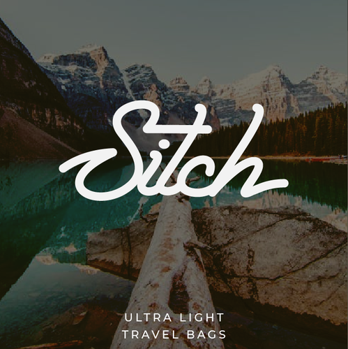 Script font design with the title 'Custom wordmark logo for travel bag'