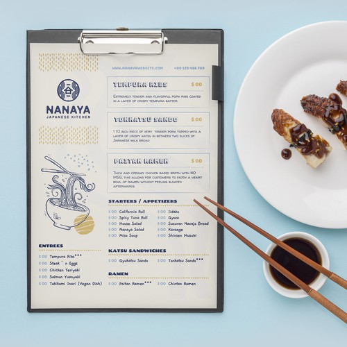 Takeaway design with the title 'Takeout Menu for Japanese Izakaya Restaurant'