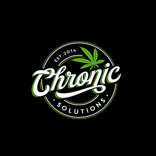 Marijuana logo with the title 'Chronic Solutions, retail marijuana design.'