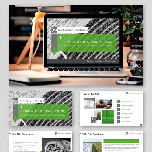 Technical design with the title 'PowerPoint Design for the "Technitex Sachsen GmbH" Project.'