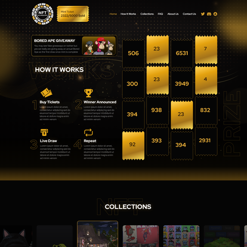 Crypto website with the title ' NFT Numbers Website Design'