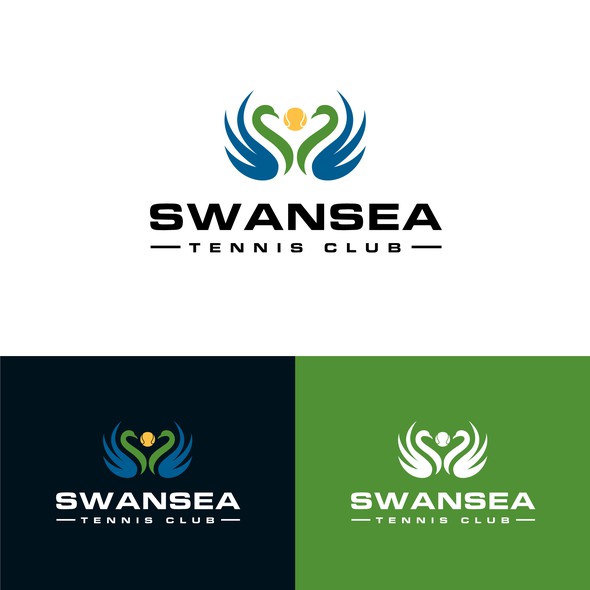 Tennis ball logo with the title 'Logo design concept for Swansea Tennis Club'