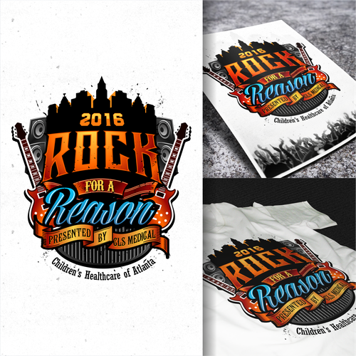 Ribbon design with the title 'Create a logo for a Children's Benefit Concert "ROCK FOR A REASON BALL 2016"'