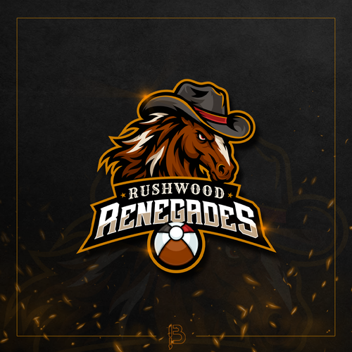 Horse logo with the title 'Rushwood Renegades- Winning Project'