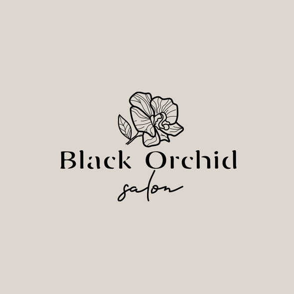 Beautiful logo with the title 'An elegant black orchid logo design for a hair salon'