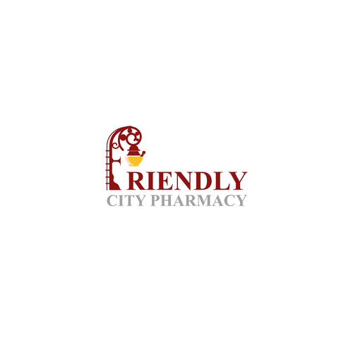 Lamp logo with the title 'Friendly city pharmacy'