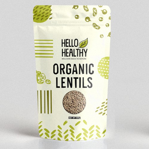 Logo packaging with the title 'Hello Healthy Pouch'