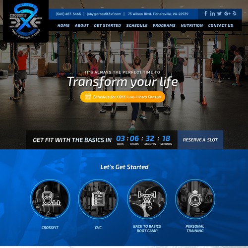 Fitness website with the title 'CrossFit 3xF'