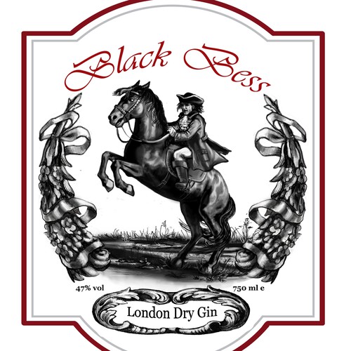 Gin label with the title 'BLACK BESS needs a new product label'