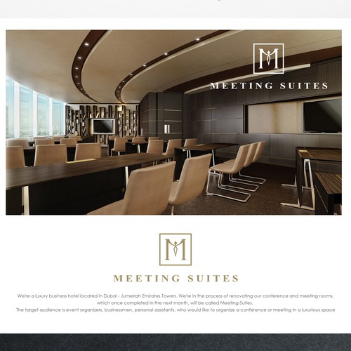 Suites design with the title 'Create a brand ID for conference facilities within a luxury business hotel in Dubai'
