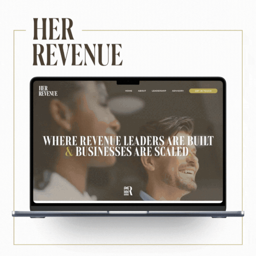 Editorial design with the title 'Her Revenue Website'