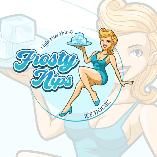 Pin-up girl illustration with the title 'Logo design for Ice House '
