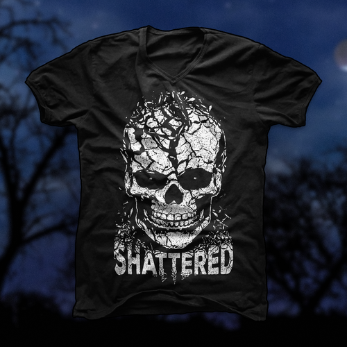 Evil design with the title 'Shattered Skull T-shirt'