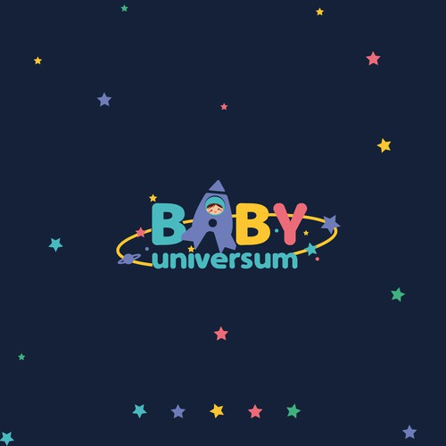 Nanny logo with the title 'colorful, playful, smart and original logo for Baby universum'