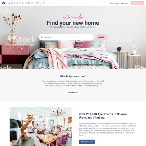 Property website with the title 'Rental solution for landlords, property managers and tenants'