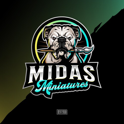 Painting design with the title 'Midas Miniatures'