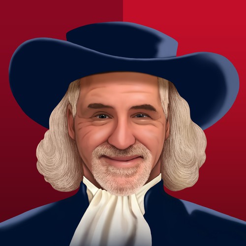 Poster illustration with the title 'Quaker Oat Man'