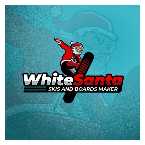 Ski logo with the title 'Logo for White Santa Skis and Boards Maker'