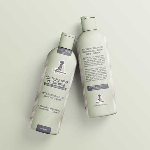 Shampoo label with the title 'Dog Shampoo'