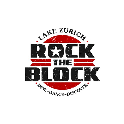 Musician logo with the title 'Lake Zurich Rock The Block Logo'