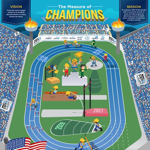 Race design with the title 'The measure of champions'
