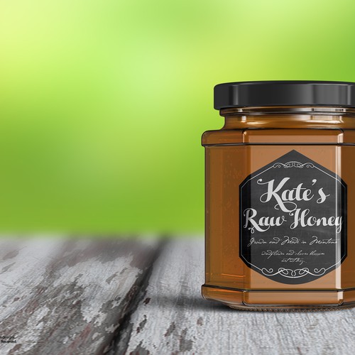Raw label with the title 'Kates raw Honey'