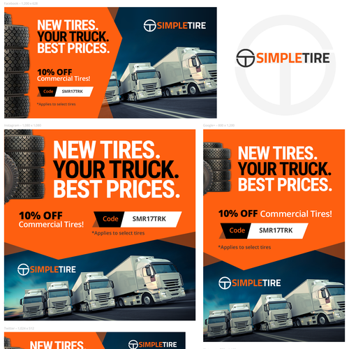Truck design with the title 'Advertising campaign for the tire dealer'