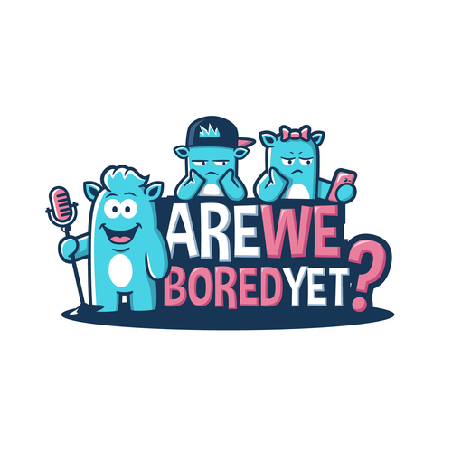 Podcast logo with the title 'Are We Bored Yet? Logo'