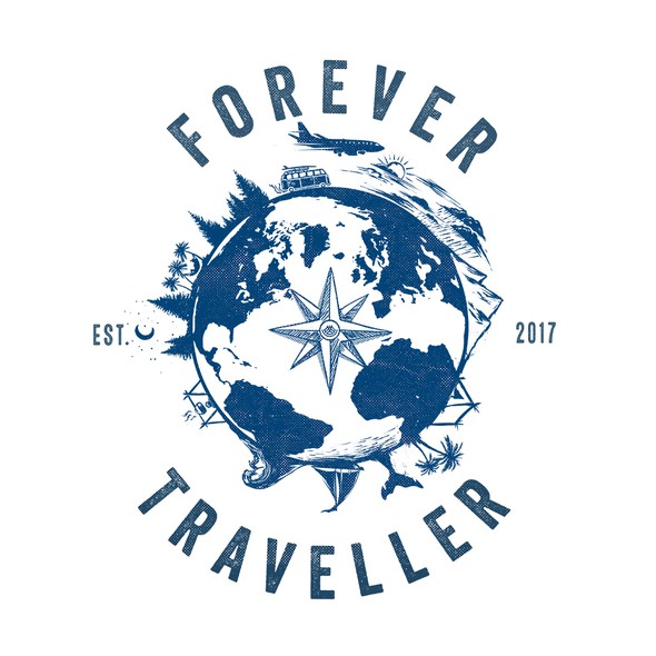 World design with the title 'Forever Traveller'