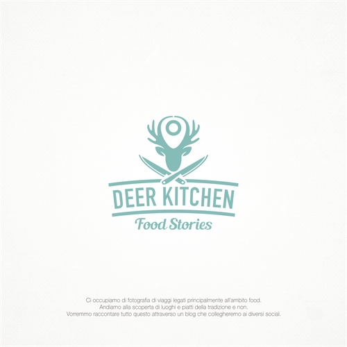 Pin logo with the title 'Deer kitchen logo design'
