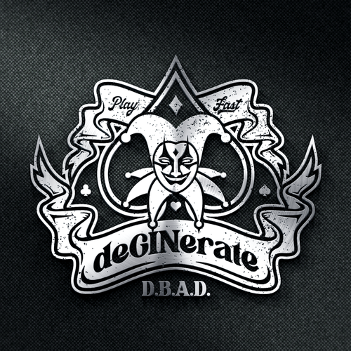Joker design with the title 'deGINerate Play Fast & DBAD logo branding'
