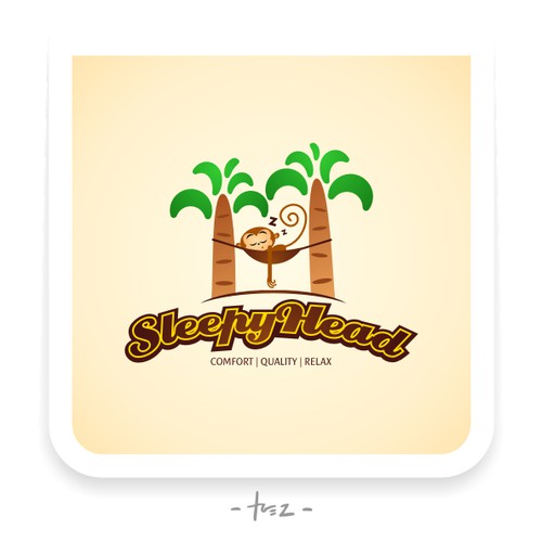 Bed design with the title '"Sleepy Head" Brand - Logo for Home Textile Company'