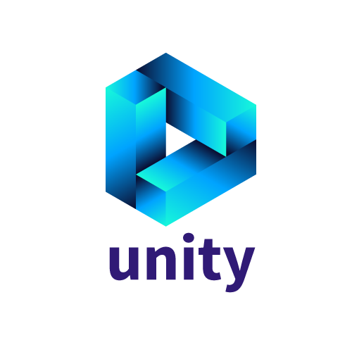 Isometric logo with the title 'Unity logo concept'