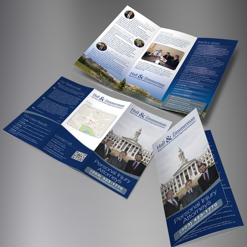 Legal design with the title 'Hull & Zimmerman trifold brochure'