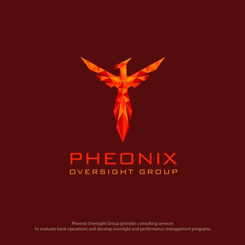 Low poly logo with the title 'Pheonix'